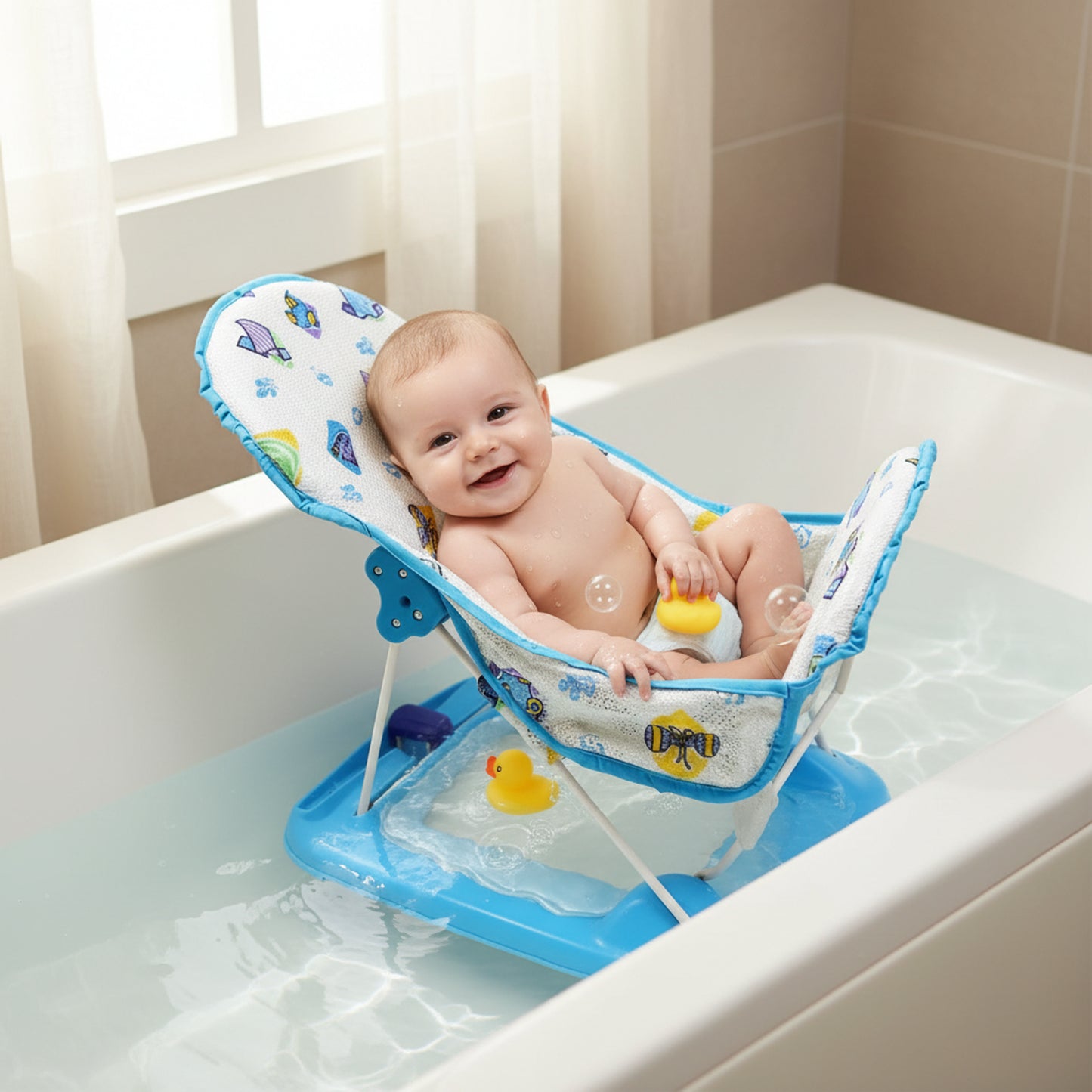 Soft Mesh Baby Bather – Foldable Bath Seat for Newborns