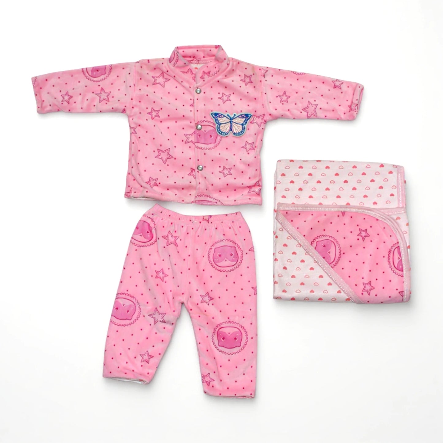 3 Pcs Fleece Baby Outfit Set – Soft, Warm & Breathable