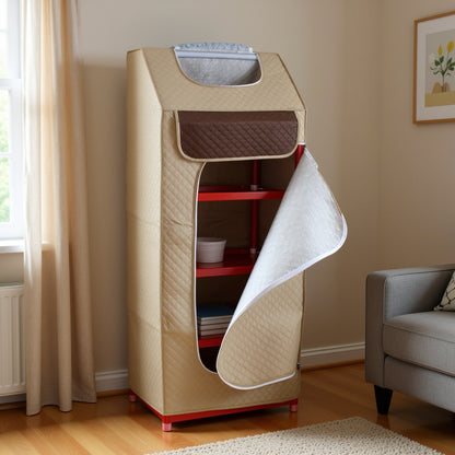 Portable closet in a room.